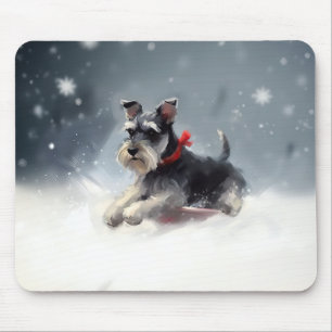 Miniatuur Schnauzer Kerstsneeuw winter Muismat