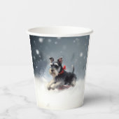 Miniatuur Schnauzer Kerstsneeuw winter Papieren Bekers (Achterkant)