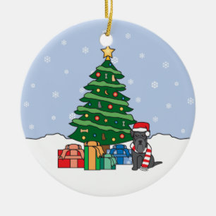 Miniatuur Schnauzer kerstversiering Keramisch Ornament