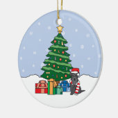 Miniatuur Schnauzer kerstversiering Keramisch Ornament (Links)