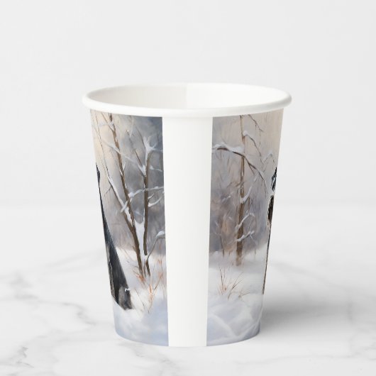 Miniatuur Schnauzer Laat Het Sneeuw Kerstmis Papieren Bekers (Links)