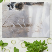 Miniatuur Schnauzer Laat Het Sneeuw Kerstmis Theedoek (Gevouwen)