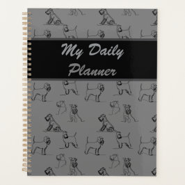 Miniatuur Schnauzer Line Art Patroon 001 Grijs Planner