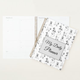 Miniatuur Schnauzer Line Art Patroon 001 Wit Planner