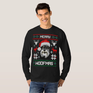 Miniatuur Schnauzer Merry Woofmas kerst T-shirt