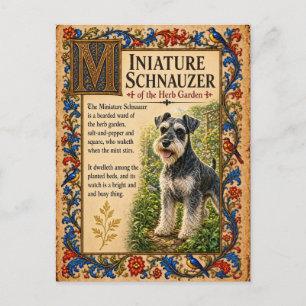 Miniatuur Schnauzer, Middeleeuwse Bestiarium Kunst Briefkaart