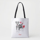 Miniatuur Schnauzer Mini Schnauzer Aangepaste teks Draagtas (Voorkant)