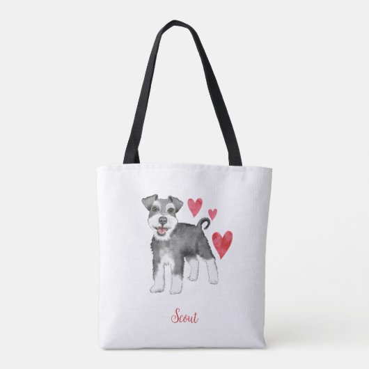 Miniatuur Schnauzer Mini Schnauzer Aangepaste teks Draagtas (Achterkant)