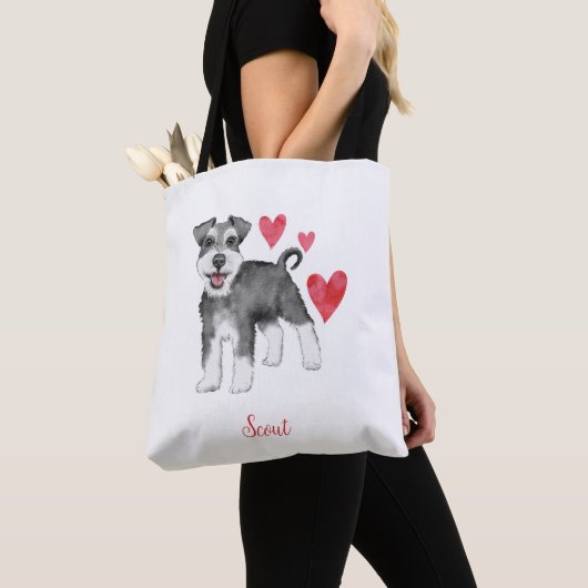 Miniatuur Schnauzer Mini Schnauzer Aangepaste teks Draagtas (Dichtbij)