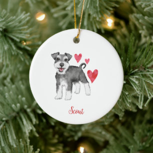 Miniatuur Schnauzer Mini Schnauzer Aangepaste teks Keramisch Ornament