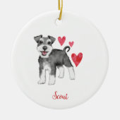 Miniatuur Schnauzer Mini Schnauzer Aangepaste teks Keramisch Ornament (Voorkant)