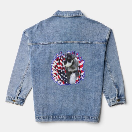 Miniatuur Schnauzer Patriot Denim Jacket (Achterkant)