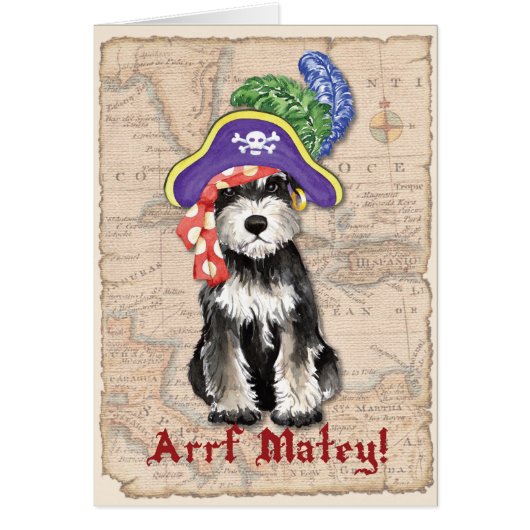 Miniatuur Schnauzer Pirate Card (Voorkant)