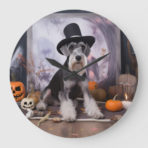 Miniatuur Schnauzer Pompoenen Halloween Griezelen Grote Klok