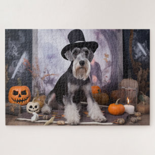 Miniatuur Schnauzer Pompoenen Halloween Scary Legpuzzel