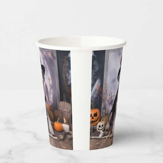 Miniatuur Schnauzer Pompoenen Halloween Scary Papieren Bekers (Links)