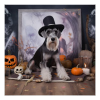 Miniatuur Schnauzer Pompoenen Halloween Scary