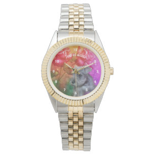 Miniatuur Schnauzer Puppy and Flowers, gepersonali Horloge