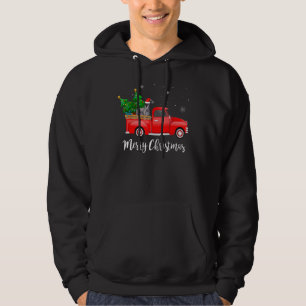 Miniatuur Schnauzer Rode Truck Kerstboom Kerstmis Hoodie