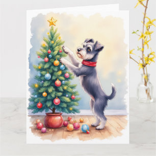 Miniatuur Schnauzer versiert kerstboom hond Kaart