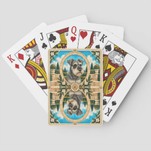 Miniatuur Schnauzer, Vintage Waterverf Honden Kuns Pokerkaarten