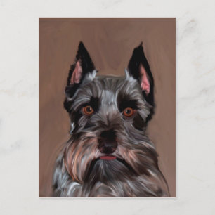 Miniatuur Schnauzer Water Color Art Painting Briefkaart