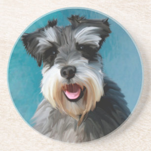 Miniatuur Schnauzer Water Color Art Painting Zandsteen Onderzetter