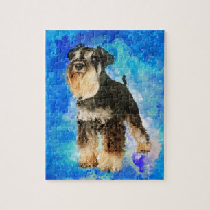 Miniatuur Schnauzer Waterverf Digital Art Legpuzzel