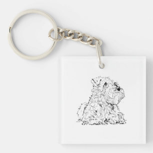 Miniatuur Schnauzerhond Illustratie Sleutelhanger