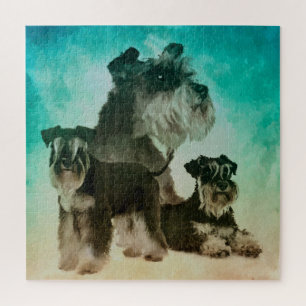 Miniatuur Schnauzers Collage Digital Art Legpuzzel