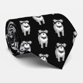 Miniatuur Schnauzers op de Move Funny Stropdas (Opgerold)