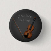 Miniatuur Violin & Bow Inside Persoonlijk Ronde Button 3,2 Cm (Voorkant)