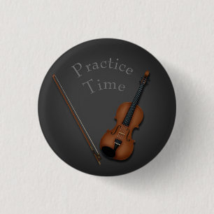 Miniatuur Violin & Bow Inside Persoonlijk Ronde Button 3,2 Cm