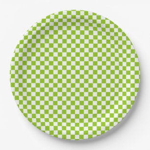Miniatuurcontrolepatroon in Lime Green en White Papieren Bordje