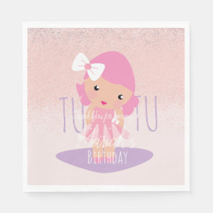 Miniballerina Verjaardagskaart Roze Glitters  Servet