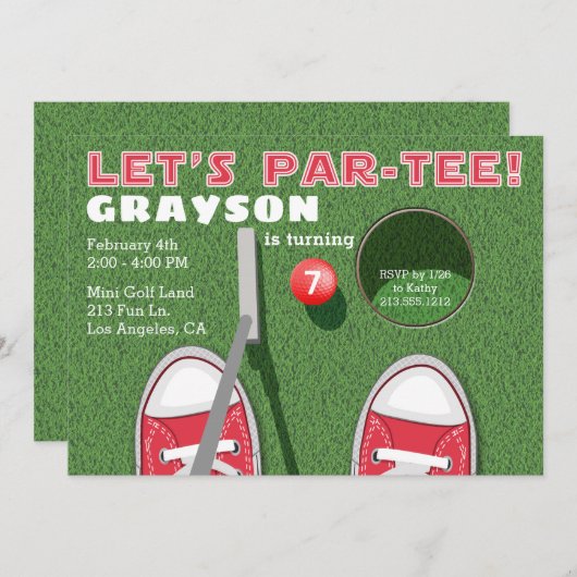Minigolf Par-T-shirt Putt Putt Boy's Birthday Kaart (Voorkant / Achterkant)