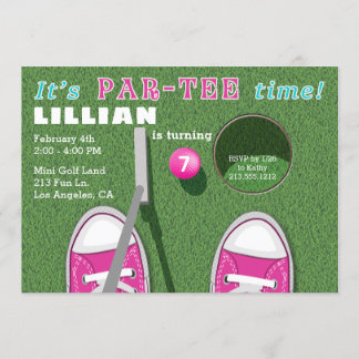 Minigolf Par-T-shirt Putt Putt Verjaardag Meisje Kaart