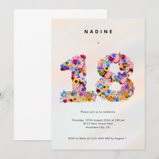 Minimaal 18e verjaardag Uitnodiging voor debuut 18 (Voorkant / Achterkant)