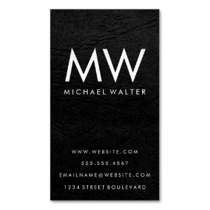 Minimaal 2 Letter Monogram Faux leder Magnetisch Visitekaartje