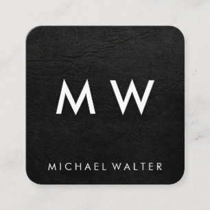 Minimaal 2 Letter Monogram Faux leder Vierkante Visitekaartje
