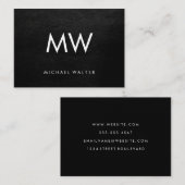 Minimaal 2 Letter Monogram Faux leder Visitekaartje (Voorkant / Achterkant)