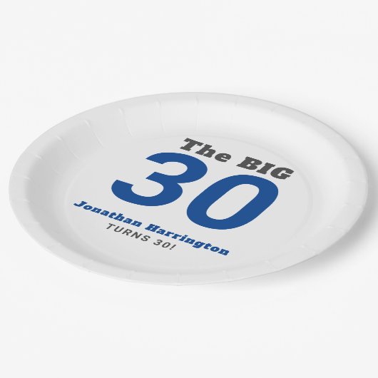 Minimaal 30ste verjaardagsfeestje papieren bordje (Gekanteld)