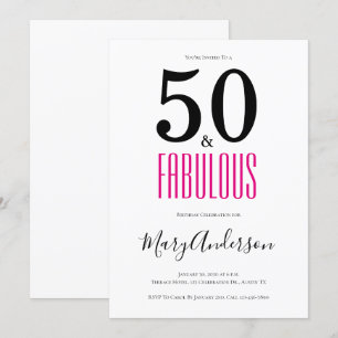 Minimaal 50 en Fabulous Pink 50ste verjaardagsfees Kaart