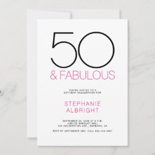 Minimaal 50 en Fabulous Roze 50ste verjaardagsfees Kaart