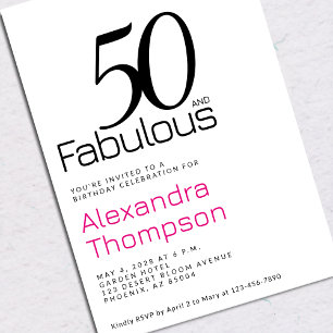 Minimaal 50 en Fabulous Roze 50ste Verjaardagsfees Kaart