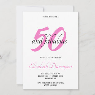 Minimaal 50 en Fabulous Zwart en Roze Verjaardag Kaart