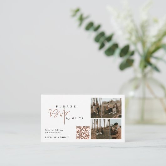 Minimaal 5 foto rsvp QR Code Enclosure kaart (Staand voorkant)