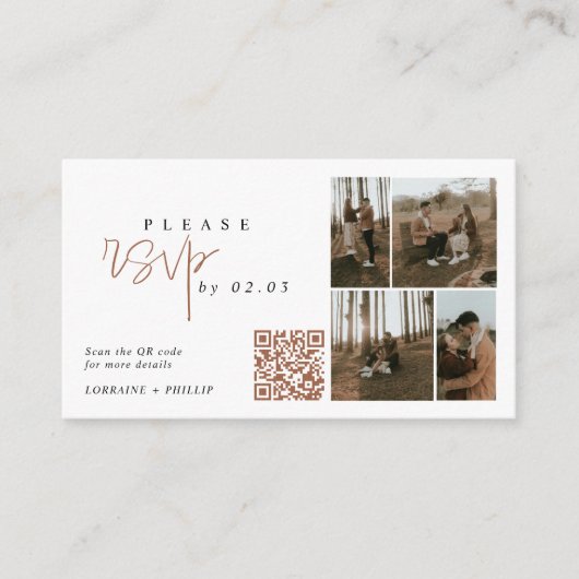 Minimaal 5 foto rsvp QR Code Enclosure kaart (Voorkant)