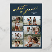 Minimaal 7 Fotocollage Script Wat een jaar Folie Feestdagenkaart (Voorkant)