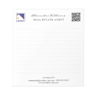 Minimaal aangepast makelaar logo QR-code gelinieer Notitieblok